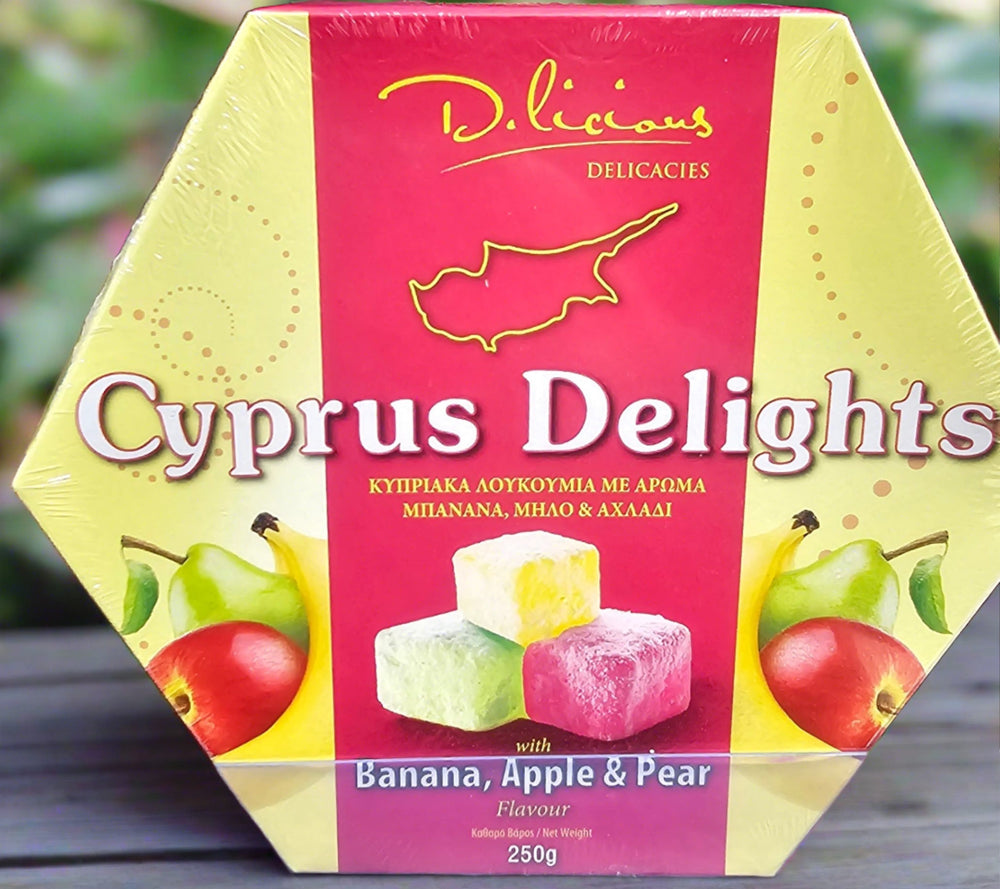 Loukoumi with Banana apple and pear vlafour from cyprus