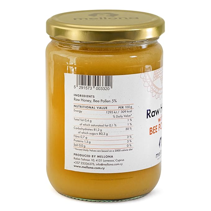 Mellona Raw Honey with Bee Pollen 700g