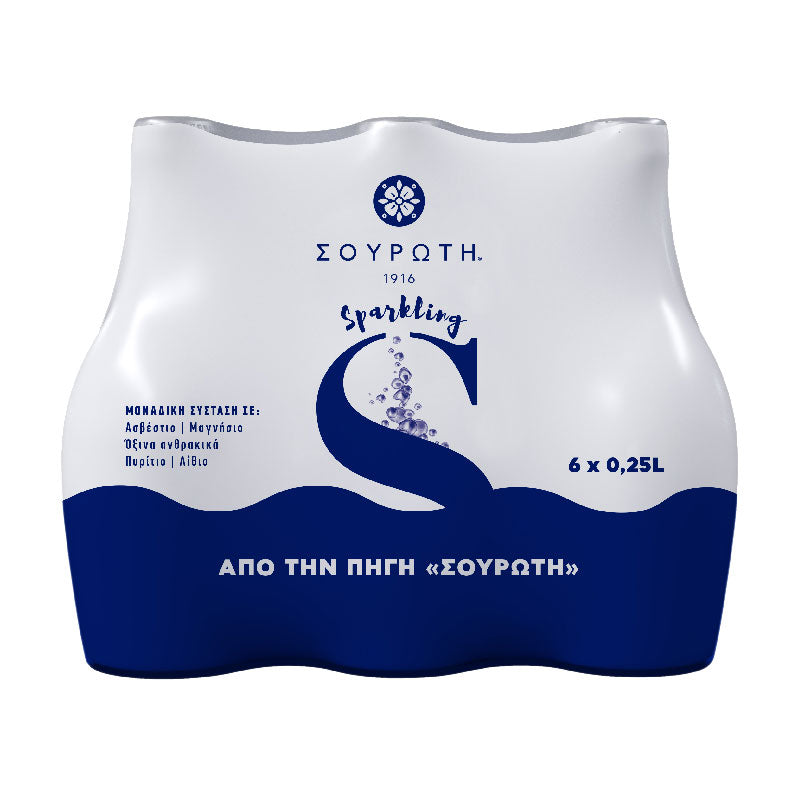 Souroti Natural Carbonated Mineral Water 6x250 ml - from Greece