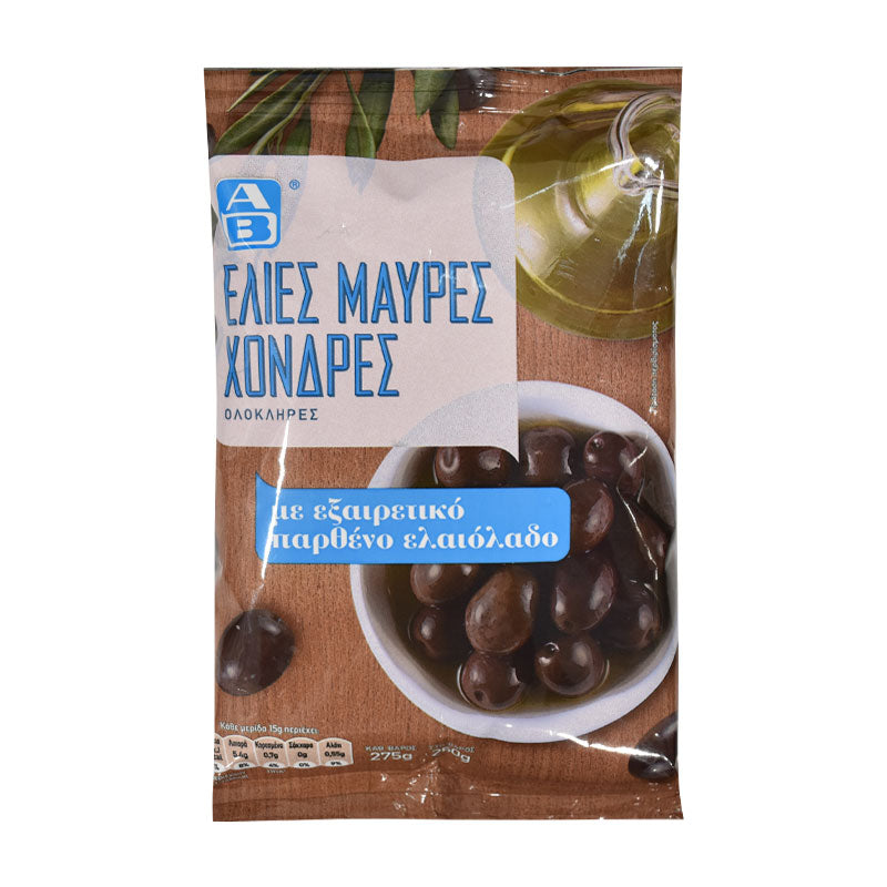 AB Black Thick Olives in Extra Virgin Olive Oil 250 g